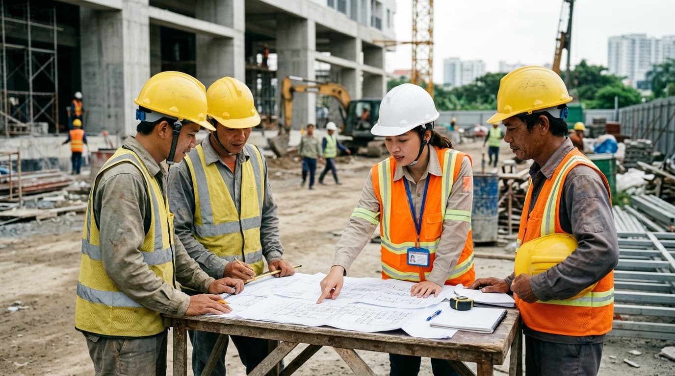 A Construction · Contractors business at work in Vietnam